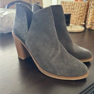 Suede Ankle Booties in Charcoal Gray - Women's Heeled Boot